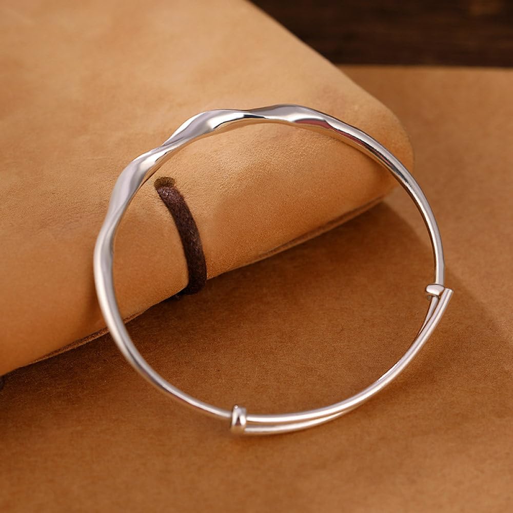 Silver Bracelet, Vintage 925 Sterling Silver Bangle for Women